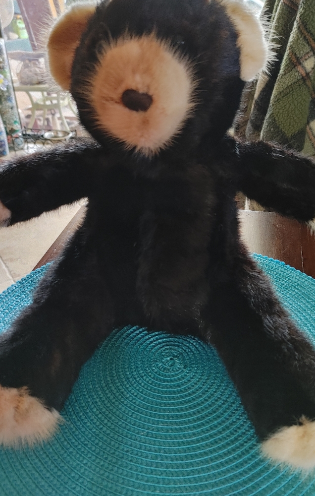 REAL MINK Teddy Bear, 14". Sits. Mint condition. Pre-owned. 2 toned color.